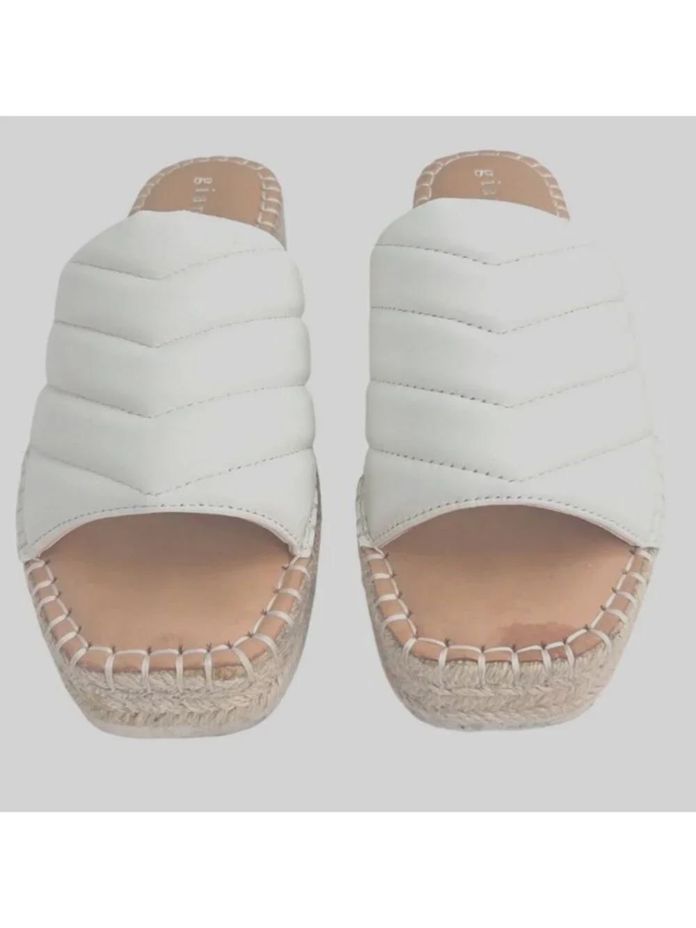 Gianni Bini Evert White Quilted Leather Upper Platform Espadrille Sandals 9M - Picture 7 of 7